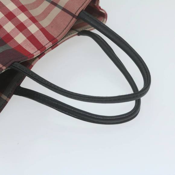 BURBERRY Nova Check Hand Bag Canvas Red Beige Auth bs11653 - Picture 7 of 16